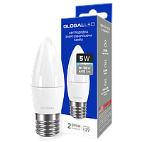 LED лампа GLOBAL C37 CL-F 5W 220V E27 (яркий свет)