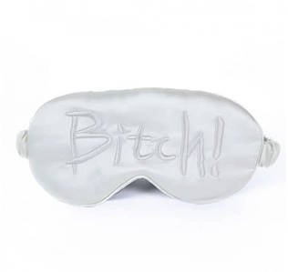 Маска на очі з написом Bitch! від UPKO, шовкова, біла