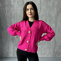 Размер: 42-48 (One size). Розовый женский свитер на стойку, модная и стильная модель, Турция