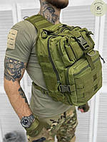 Нагрудная тактическая сумка для военных 20 л Oliva / Военная армейская сумка на грудь олива (арт. 13990)