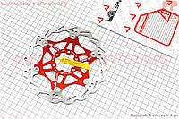 Тормозной диск 160мм, крепл. 6 болтов, на алюминиевом пауке, красный FD-01 (403380)