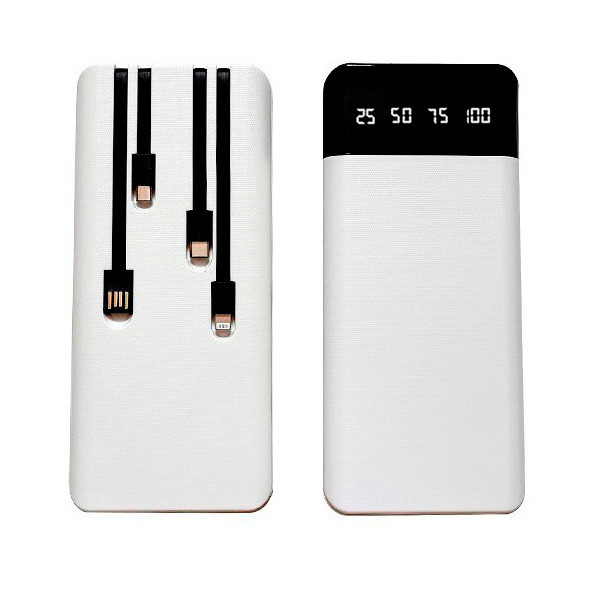 Корпус повербанк Power Bank на 14* 18650 21700 2.1А з набором кабелів USB Lighting Type-C і ліхтариком, білий