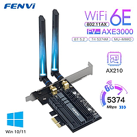 Wi-Fi адаптер FENVI Intel AX210 PCI-e 2.4Gbps 802.11ax Bluetooth 5.0, Чорний