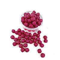 Намистини акрилові з пухирцями, малинові, 10 мм