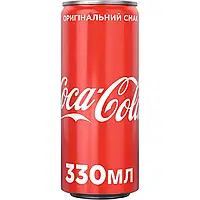 Напій газований Coca-Cola 0,33 л 12 шт. в уп. Напій солодкий Кока-кола ж/б 0.33 л
