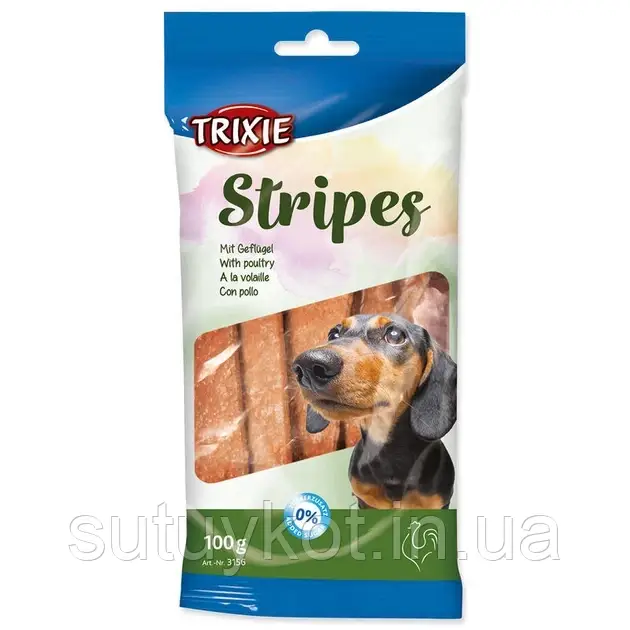 TRIXIE Stripes Триксі 3156 пластинки для собак з домашньою птицею 10 шт/уп, 100 гр