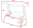 Гойдалка садова Relax 3-х місна качель качели з навісом і матрацом до 220 кг коричнева, фото 2