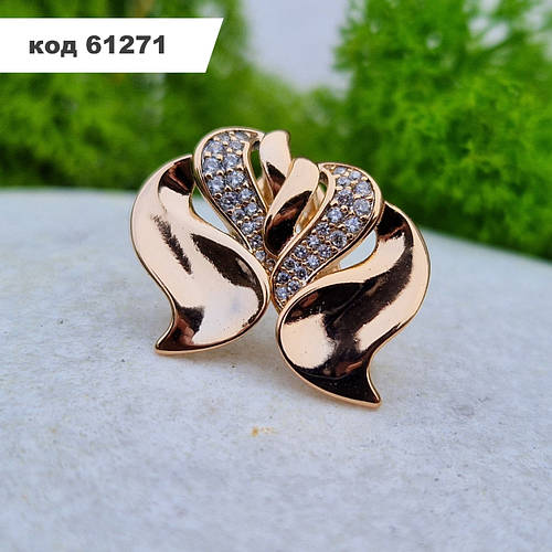 Купить Позолоченные серьги с белыми камнями | Серьги Xuping | Позолота ...