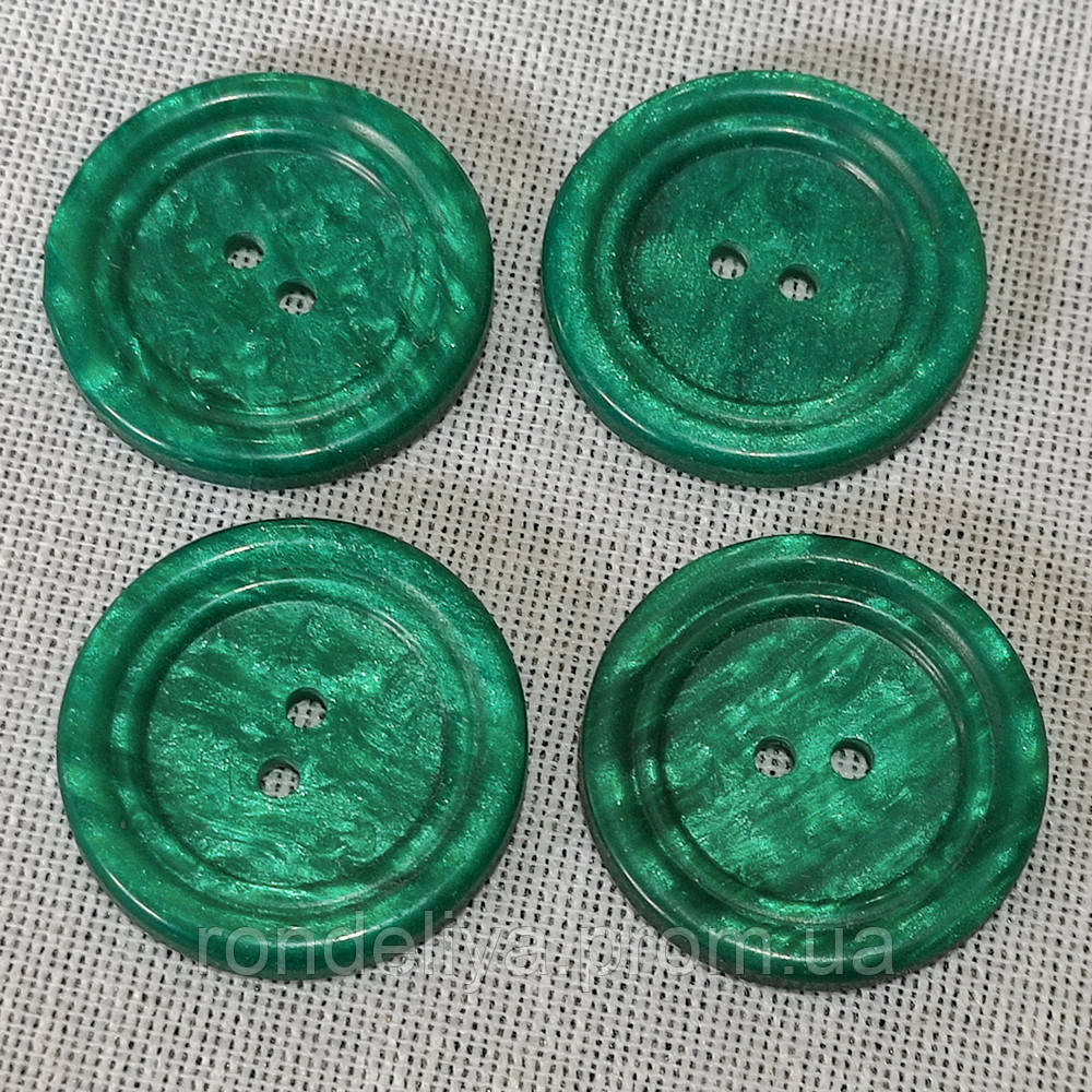 Ґудзики для верхнього одягу 28 мм пластик колір зелений мрамур