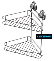 Нержавіюча Полиця 23х23 см (на вакуумних присосках) LEDEME LM3728-2 (два яруси)
