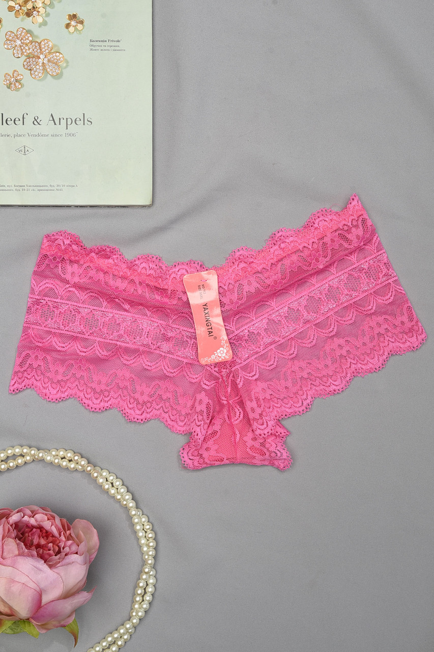 Труси жіночі гіпюрові малинового кольору 155180S, фото 1