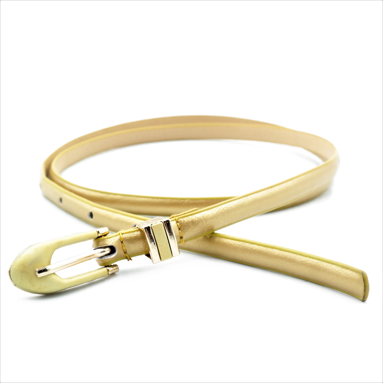 Жіночий ремінь 1 х 100 см Weatro Золотий kzkit-10mm-03, фото 1