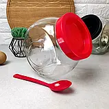 Банка скляна EverGlass Sweet New 1730 мл. (ЧЕРВОНА) з ложкою, фото 4