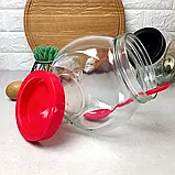 Банка скляна EverGlass Sweet New 1730 мл. (ЧЕРВОНА) з ложкою, фото 5