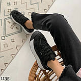 Жіночі трендові, стильні кросівки кеди на високій підошві чорні бежеві, фото 5