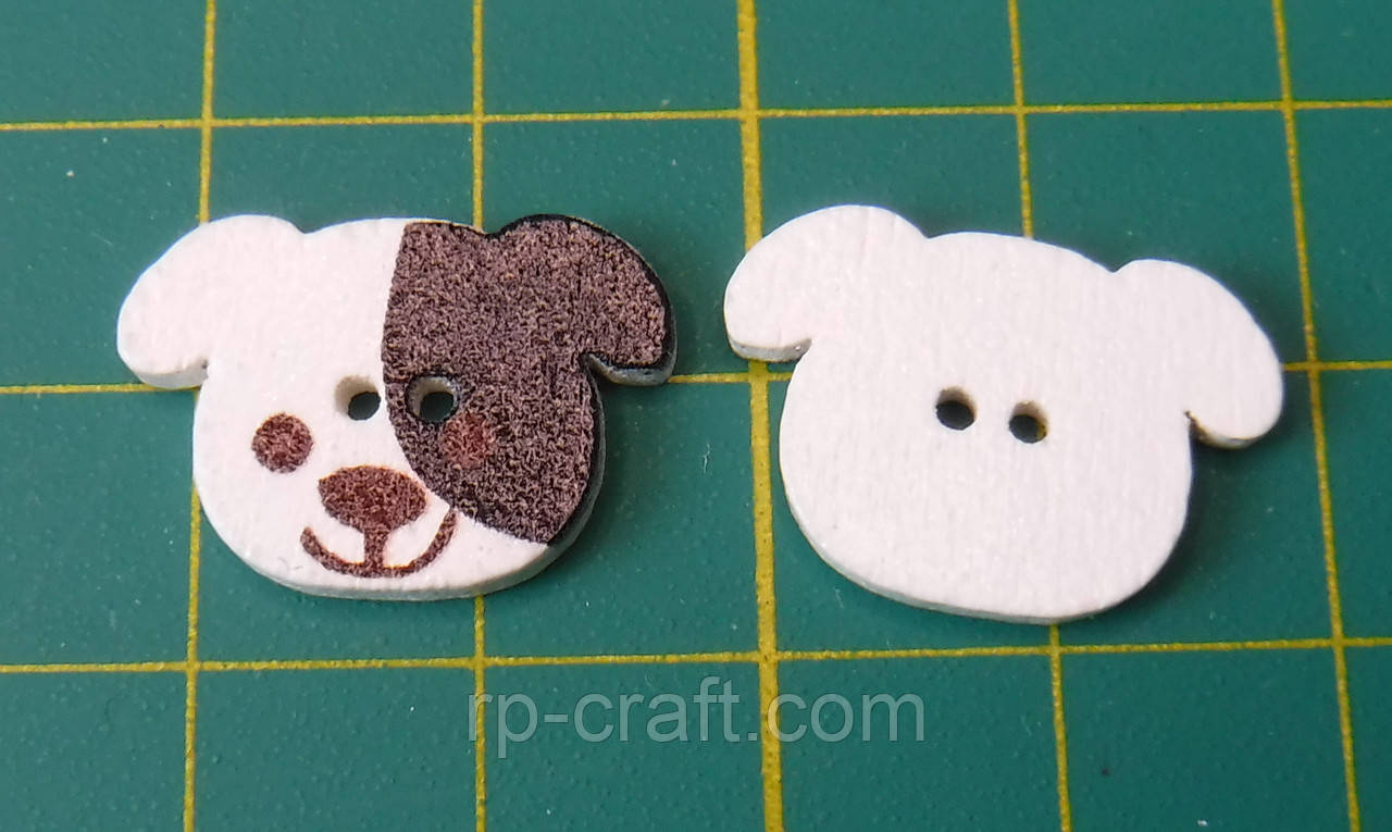 Гудзик дерев'яний, декоративний. Цуценя, 14х20 мм, фото 1