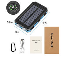 Портативний аккумулятор ,PowerBank на сонячній батареї 20000mAh з ліхтариком,  Повербанк  ,Solar Charger