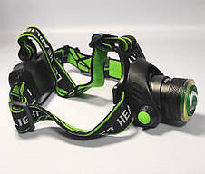 Ліхтар налобний T107, T6+COB, zoom, USB, фото 3