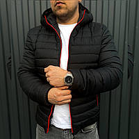 Куртка стьобана з капюшоном осіння чоловіча стильна демісезонна євро зима чорна курточка asos premium