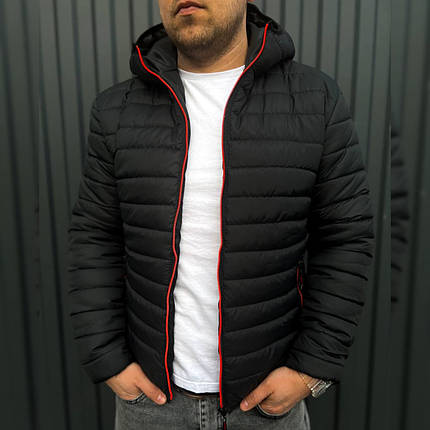 Куртка чоловіча з капюшоном осіння демісезонна стильна стьобана євро зима чорна куртка asos premiu нейлон, фото 2