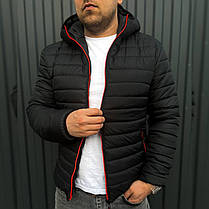 Куртка чоловіча з капюшоном осіння демісезонна стильна стьобана євро зима чорна куртка asos premiu нейлон, фото 3