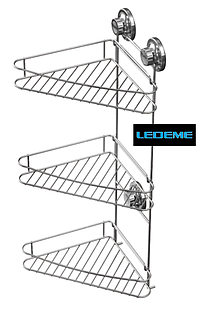 Нержавіюча Полиця 23х23 см (на вакуумних присосках) LEDEME LM3728-3 (три яруси)