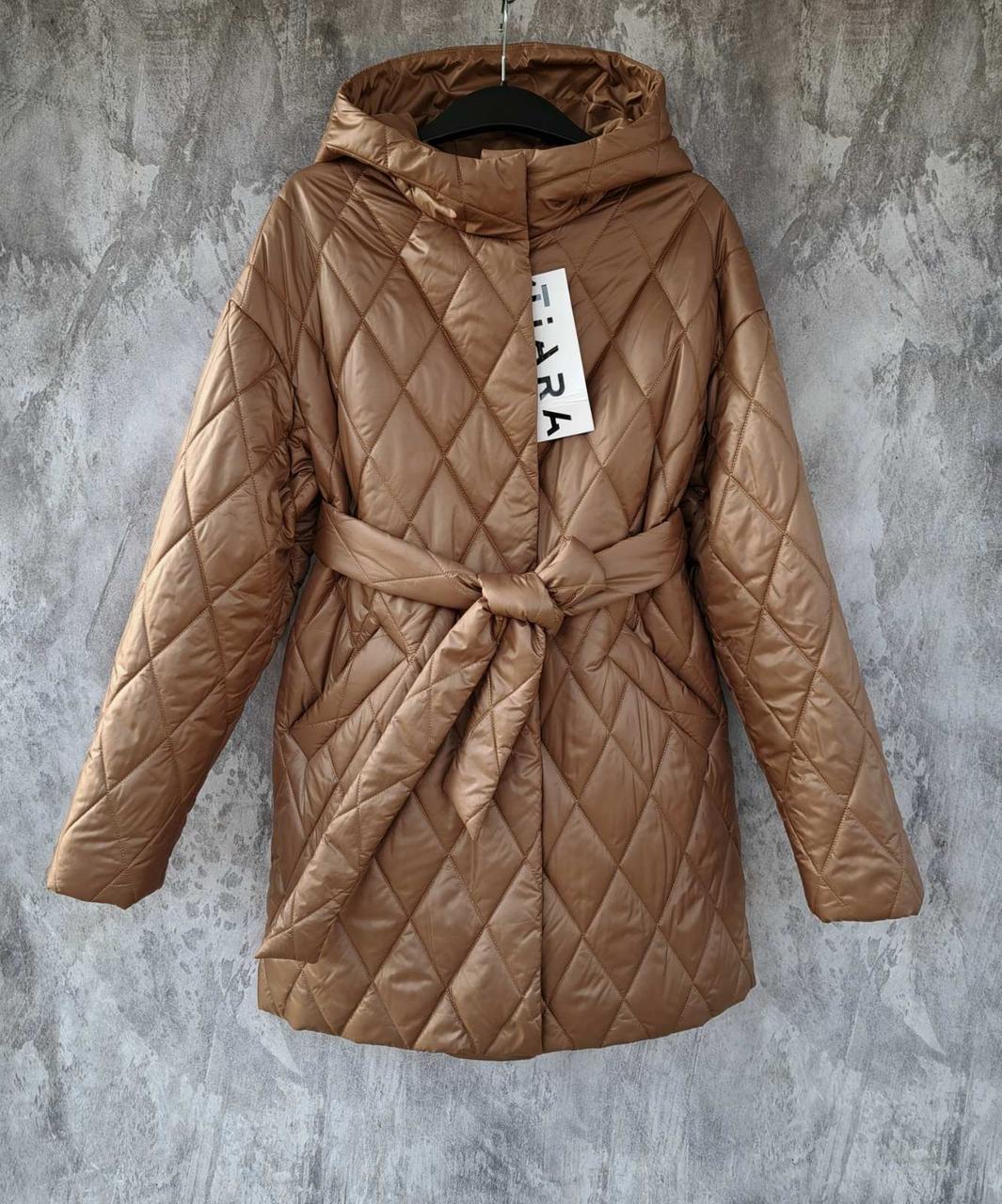 Жіноча довга демісезонна куртка, Tiara, фабричная якість, 54р., див. виміри в описі - фото 1 - id-p1790831100