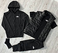 Набор The North Face 5 в 1 Спортивный костюм Жилетка Футболка Носки | Комплект мужской весна осень ТНФ черный