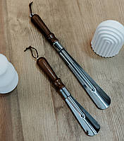 Набор ложек лопатка рожок для обуви с деревянной ручкой 31 и 40 см (2 штуки в комплекте)