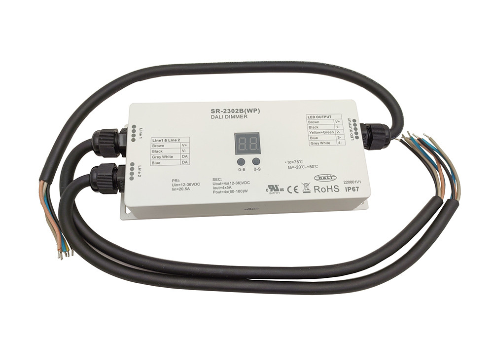Димер DALI SR-2302B(WP) вологозахищений IP67 12-36 вольт 4 канали по 5 А SUNRICHER 18776