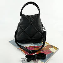 Жіночий шкіряний стьобаний міський рюкзак сумка Polina & Eiterou, фото 5