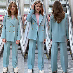 Стильний костюм для дівчат піджак і штани палаццо, розміри на зріст 134 — 160 + Відеоогляд!