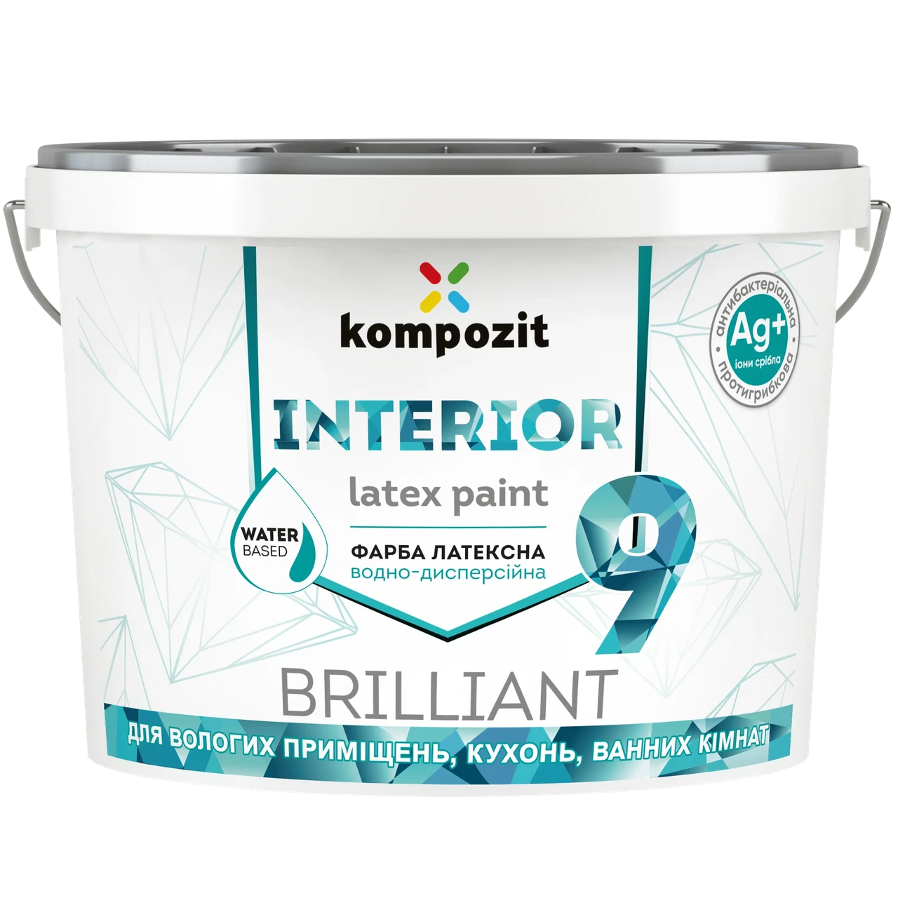 Kompozit Interior 9 — фарба латексна протигрибкова для вологих приміщень (Біла), 0,8 л