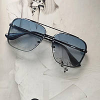 Квадратные очки авиаторы Сине-бирюзовый в черном (6634)