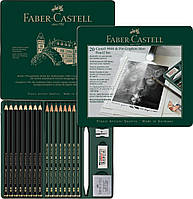 Набор чернографитных карандашей Faber-Castell Pitt Graphite Matt & Castell 9000 (НВ-14В) + аксессуары, 115224