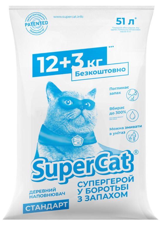 Деревний наповнювач SUPER CAT стандарт, 12+3кг