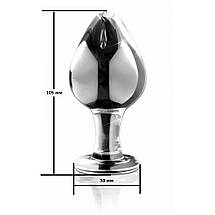 Анальний корок 3,8 см великий Lynx Ice Rose міцне скло подарункова, фото 2