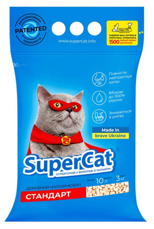 Деревний наповнювач SUPER CAT стандарт, 3 кг