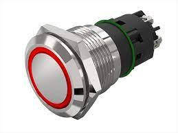 Кнопка металева без фіксації, ударостійка, монтаж в  Ø19 мм, під гвинт, IP65, з підсвіткою