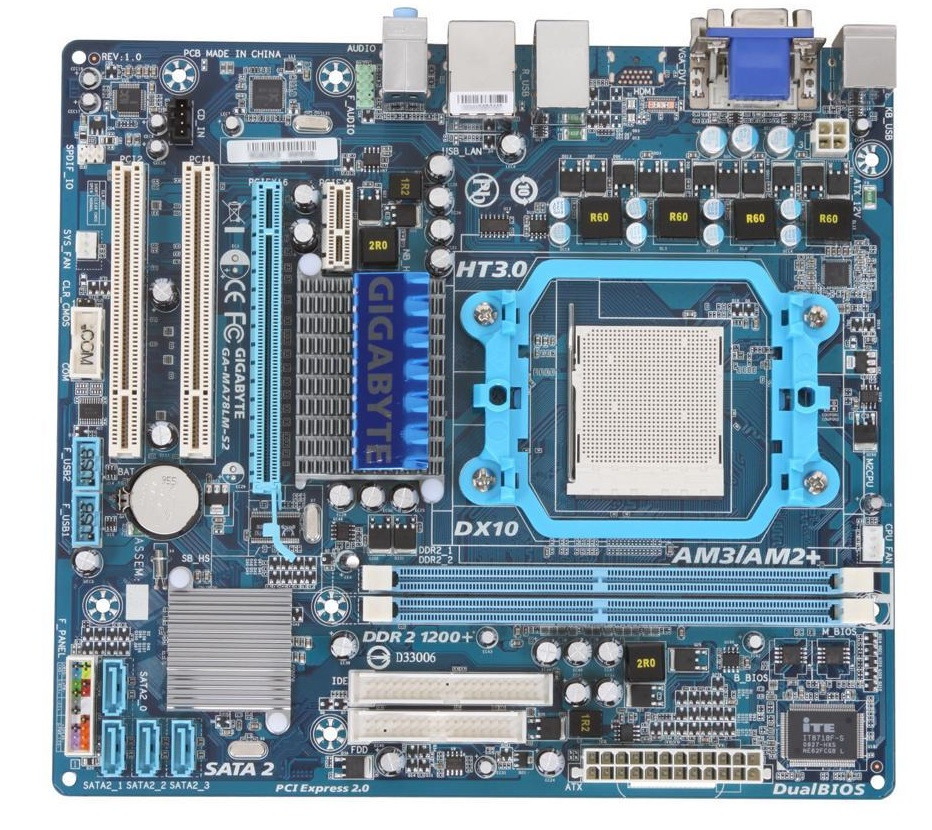 Материнська плата Gigabyte GA-MA78LM-S2 Socket AM3 Гарантія 3 місяці.