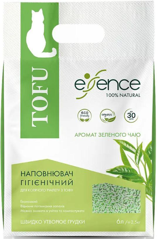 Наповнювач Essence для котячого туалету з тофу, гранула 2 мм, з ароматом зеленого чаю, 6л