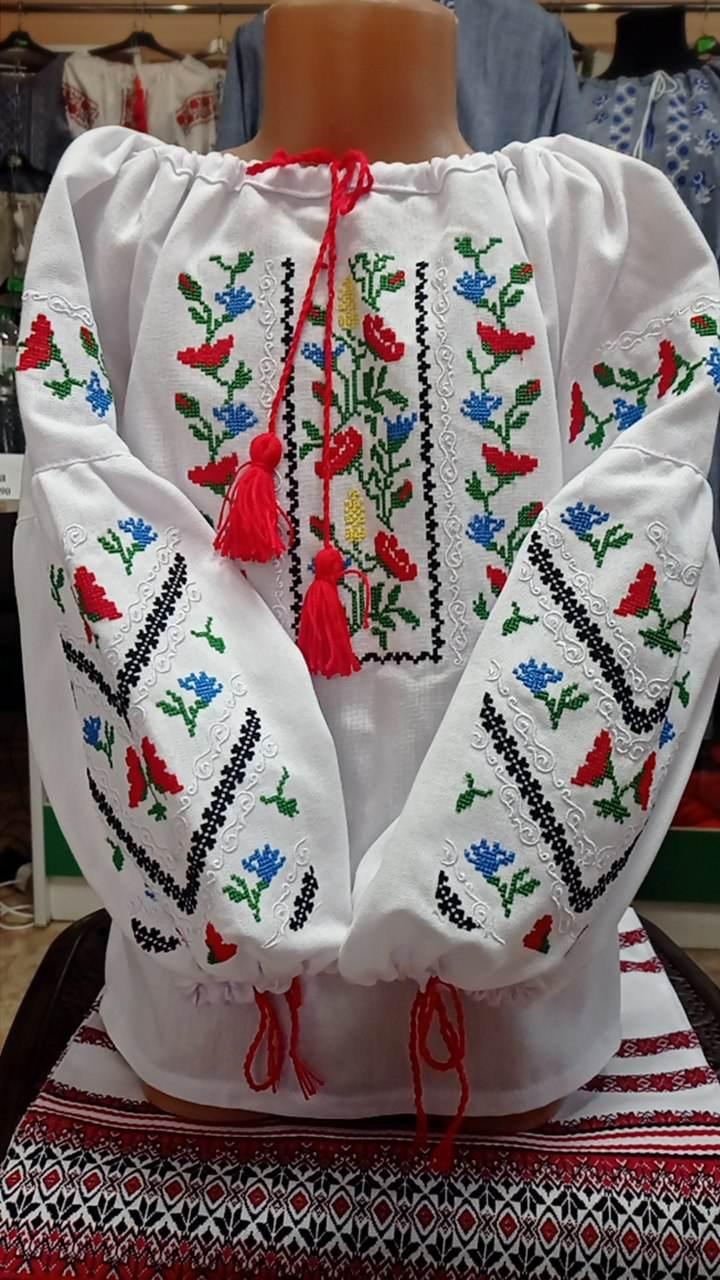 Вишиванка дитяча, домоткане полотно, "Польові квіти"
