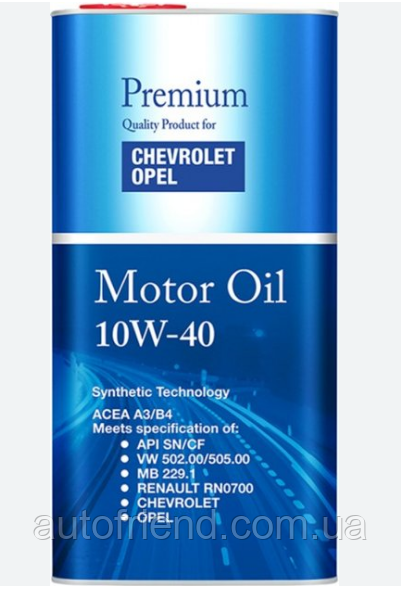 GM (FANFARO) OPEL/CHEVROLET Synthetic Engine Oil 10w40 (API SN/CF/ACEA A3/B4/VW 502/505) (метал) 1л