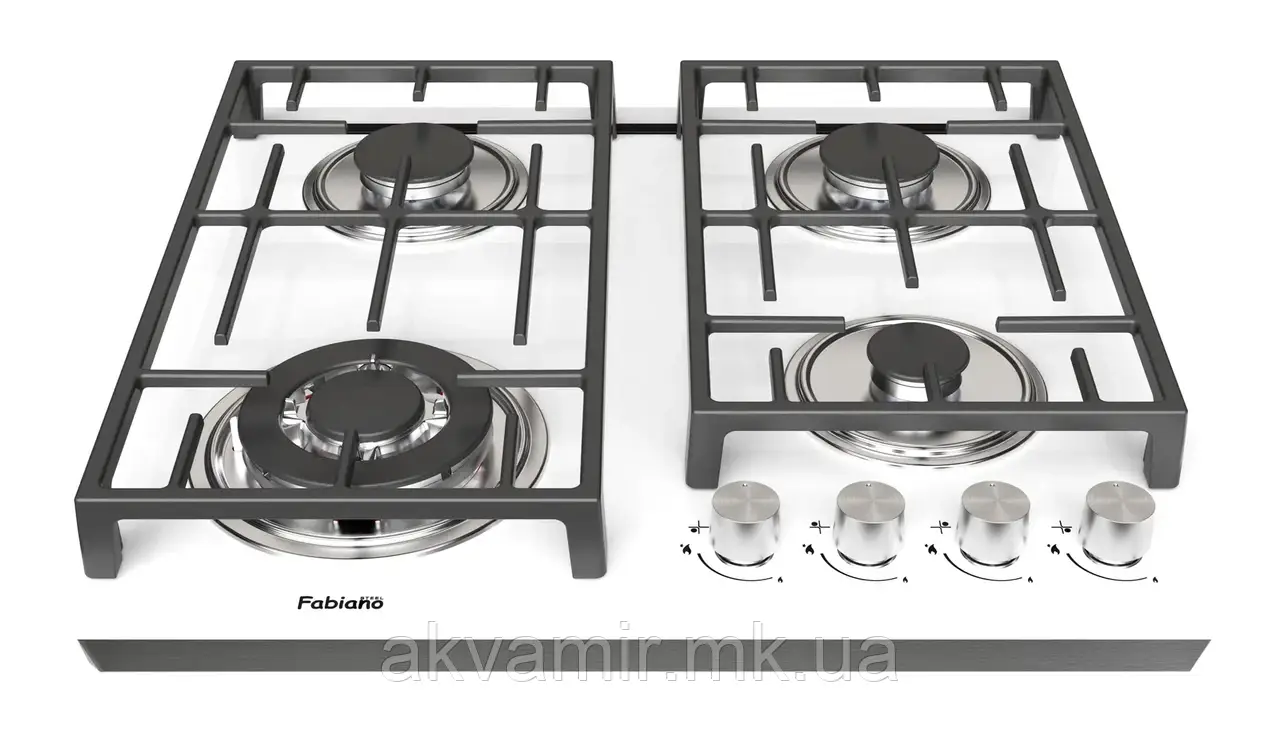 Варильна панель Fabiano FHG 2844 VGHT White Glass (біле скло) газова