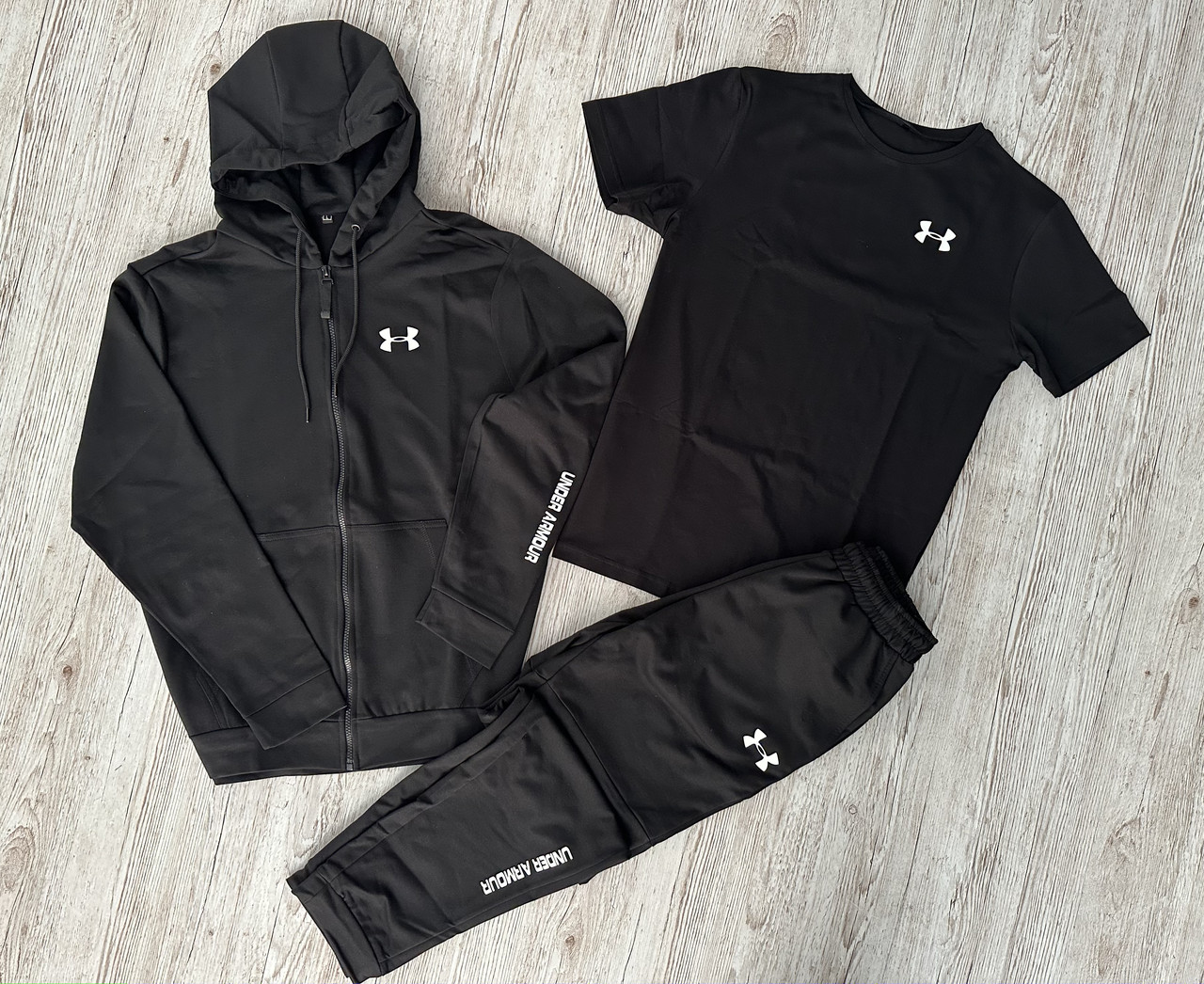 Спортивний костюм чоловічий under armour футболка весняний осінній літній комплект андер армор весна осінь чорний, фото 1