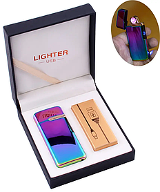 Електроімпульсна USB запальничка плазма HL122 сенсорна в подарунковій коробці хамелеон