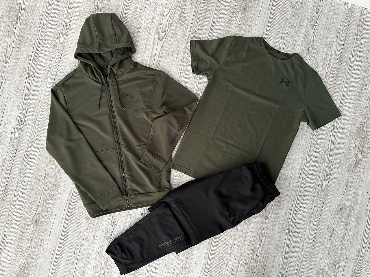 Спортивний костюм чоловічий under armour футболка весняний осінній літній комплект андер армор весна осінь хакі, фото 1