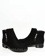 Женские ботинки,демисезонные замшевые в черном цвете, в классическом стиле37=23,5см38=24см,
