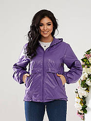 Жіноча куртка-вітровка фіолетового кольору з капюшоном, 7 кольорів