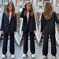 Стильний костюм для дівчаток піджак і штани палаццо, розміри на зріст 128 — 164 + Відеообзор